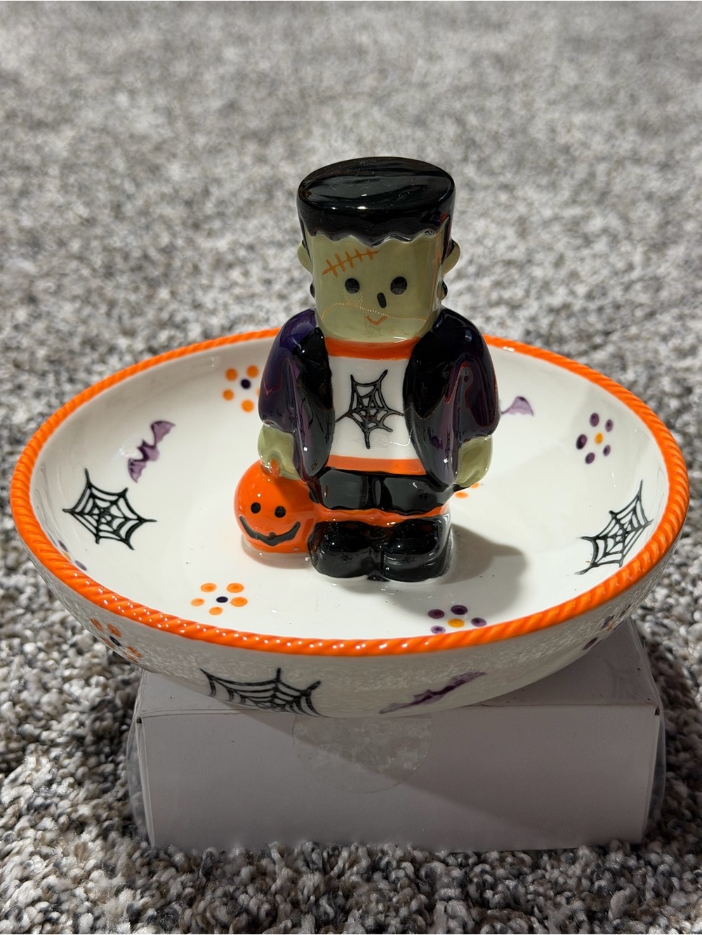 Temp-Tations Halloween Frankenstein Candy Dish - Orange, Black, Purple, Green